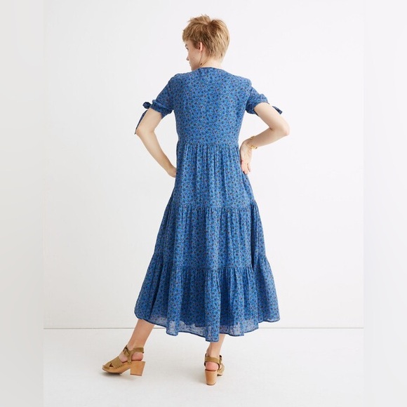 Madewell Tie-Sleeve Tiered Midi Dress in Calico Floral - Picture 3 of 8